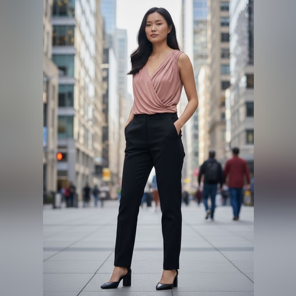 BCBGeneration Summer Top Asymmetrical V-front L Rose Tan color Sz M - Picture 3 of 16